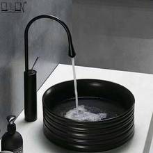 Vidric-grifo alto montado en cubierta para lavabo de baño, mezclador de agua fría y caliente, negro, blanco, ELK9 2024 - compra barato