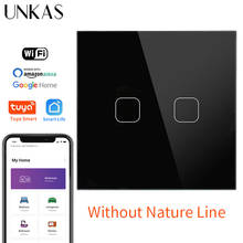 UNKAS 2 Gang Glass Panel Wifi Luxury Wall Touch Sensor Switch Smart Light Switch Control Compatible With Alexa Google Home 2024 - buy cheap