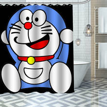 Занавеска для душа Doraemon, водонепроницаемая штора из полиэстера, с крючками, для ванной комнаты 2024 - купить недорого