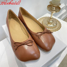 Genuine Leather Women Loafers Fashion Bowknot Slip On Women Casual Shoes Runway Party Dress Shoes Women Outfit Flats Shoes 2021 2024 - buy cheap