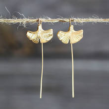 Pendientes de gota con forma de hoja de Ginkgo Biloba para mujer, aretes geométricos bohemios de Color dorado, accesorio de joyería Z4D327 2024 - compra barato