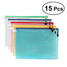 15Pcs A4 Pockets Folders Gridding Waterproof File Folders PVC Plastic Zipper Documents Organizer Pouch Filing Products File Bags 2024 - buy cheap