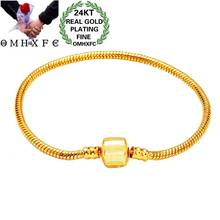 OMHXFC Wholesale BE384 European Fashion Hot Fine Woman Girl Party Birthday Gift Basic DIY Accessories 24KT Gold Snake Bracelet 2024 - buy cheap