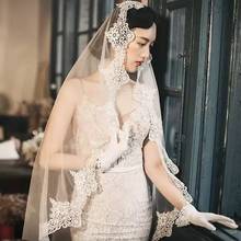 2020 Japan Bridal Wedding Veil Short One Layer Romantic Lace Edge 150 CM White Ivory Wedding Accessories 2024 - buy cheap