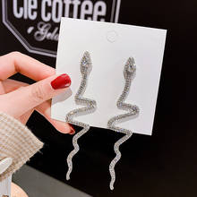 USTAR Crystal Snake Shape Long Tassel Drop Earrings for Women Gold Sliver Rhinestone Dangle Earrings  Fashion Jewelry Gifts 2024 - buy cheap