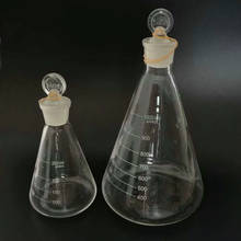 1 шт. 50-1000 мл стеклянная фляга erlenmeyer, коническая фляга бутылка со стеклянной крышкой 2024 - купить недорого