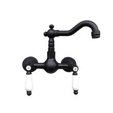 Oil Rubble Bronze Black  Wall Mounted Bathroom Kitchen Sink Faucet Swivel Spout Mixer Tap Dual  Handles Hot Cold Water Mixer Tap 2024 - buy cheap