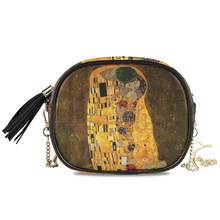 Alaza bolsa feminina de ombro transversal, bolsa de couro de gustav klimt, pintura a óleo, para celular 2024 - compre barato