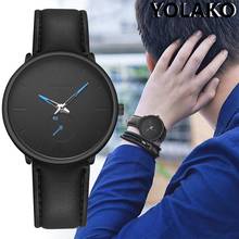 2019 New Blue pointer Mens Quartz Watches Fashion Simple Clock Male Casual Slim Leather Strap WirstWatch Gift Relogio Masculino 2024 - buy cheap