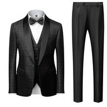 Black Men Wedding Suits 2021 Latest Coat Vest Pant Designs Elegant 3 Pieces Men's Formal Business Suits 5XL 2024 - buy cheap