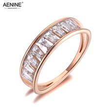 AENINE-anillos de boda brillantes de acero inoxidable para mujer, joyería de compromiso de lujo con cristal de CZ, oro rosa, AR19087 2024 - compra barato