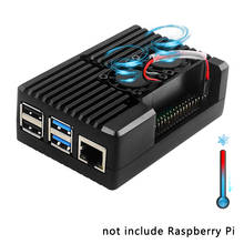 Raspberry Pi 4 Алюминий чехол защитный чехол-Броня с двойной вентилятор охлаждения 4 радиаторы активный и пассивный вентилятор охлаждения для Raspberry Pi 4 модели B 2024 - купить недорого