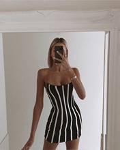 2020 Autumn New Sexy Off Shoulder Sleeveless Black Striped Mini Bodycon Bandage Dress Rayon Femal Club Party Dress 2024 - buy cheap