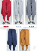 Calças de algodão e linho budista budda meditação, alta qualidade calças zen monmonmoncães shaolin kung fu bloomers azul/cinza/vermelho 2024 - compre barato