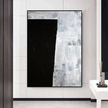 Pintura al óleo pintada a mano en blanco y negro para sala de estar, telón de fondo moderno para sofá, pintura decorativa minimalista Pa 2024 - compra barato