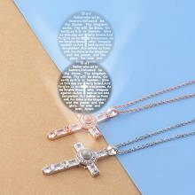 Crystal Cross Projection Necklace Christian Jesus Single Scripture Cross Projection Pendant Necklace Women Men Choker Jewelry 2024 - buy cheap