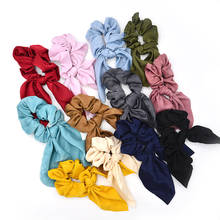 Ribbon Bow Elastic Hair Band Women Hair Scrunchies Ponytail Holder Solid Color Hair Rope Rubber Bands Girls Hair Accessories 2024 - buy cheap