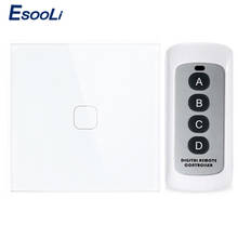 Esooli EU/UK Standard 1 Gang 1 Way Remote Switch, AC 170~240V Wall Light Remote Touch Switch With Mini Remote Controller 2024 - buy cheap