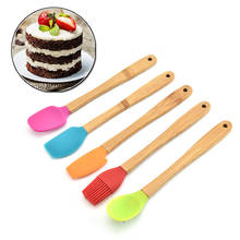 1PC Wooden Silicone Cake Spatula Brush Spoon Soup Ladle Bamboo Handle Cake Mixing Scraper Kitchen Accessories 2024 - buy cheap