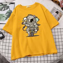 Camisetas con estampado de astronauta espacial para mujer, ropa de calle holgada divertida con cuello redondo, Camiseta cómoda de moda para mujer 2024 - compra barato