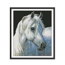 White horse 4 cross stitch kit aida 14ct 11ct count print canvas cross stitches   needlework embroidery DIY handmade 2024 - buy cheap