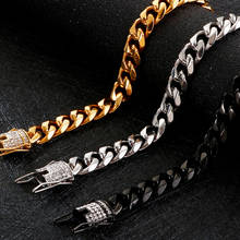 Collares de cadenas de acero inoxidable para hombre, accesorio de joyería masculino, de estilo hip hop, de 11MM de grosor, 76CM de largo, dorado 2024 - compra barato