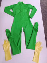 Green Latex Catsuit With Open Breast and Crotchless Rubber body suits socks and gloves attached 2024 - buy cheap