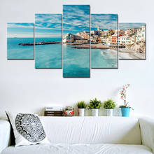 5Pcs Italian Seaside Wide Coast Canvas Wall Painting Frameless Photography Seascape Printing Poster Decoration Painting 2024 - buy cheap