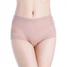 3pcs/lot Natural silk high waist lace Briefs big plus size underwear women transparent seamless woman panties bragas mujer panty 2024 - buy cheap