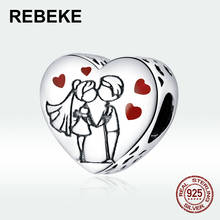 REBEKE Genuine 100% 925 sterling silver Sweet Time Charm Heart Pendant fit original bracelet women jewelry accessories making 2024 - buy cheap