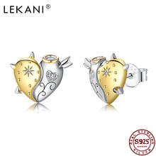 LEKANI-pendientes de plata de ley 925 con circonita cúbica, joyería fina con diseño de ángel y demonio, corazón, para mujeres 2024 - compra barato
