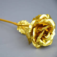 Rosa de oro de 24K, flor Artificial chapada en lámina, Amor eterno para el Día de San Valentín, regalo de cumpleaños para niña, decoración de boda, flor falsa 2024 - compra barato