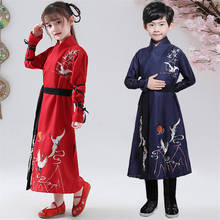 Hanfu-vestido tradicional chino para niños, disfraz bordado de grúa antigua, traje Tang para fiesta, ropa de Año Nuevo 2024 - compra barato