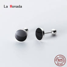 La Monada Black Round Earrings Studs 925 Sterling Silver Women Fine Jewelry Minimalist Stud Earrings For Women Silver 925 Korean 2024 - buy cheap