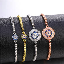 JUWANG-pulsera de circonia cúbica con diseño de ojo para mujer, brazalete, cadena, ojo turco, azul 2024 - compra barato