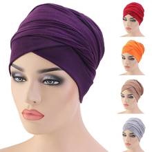 Women Muslim Long Tail Scarf Head Wrap Hat Turban Hijab Hair Loss Cancer Caps Beanie Headscarf Plain Arab Islam Bandanas Casual 2024 - buy cheap