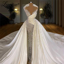 Роскошное женское платье с длинным шлейфом, роскошное свадебное платье принцессы с юбкой-годе и разрезами, 2021 2024 - купить недорого