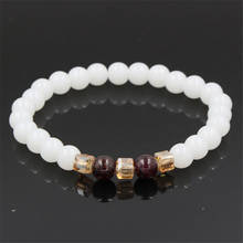 Top Natural White Chalcedony Garnet Bracelets & Bangle For Women Jewelry Buddha Elastic Yoga Stone Bead bracelet dropShipping 2024 - buy cheap