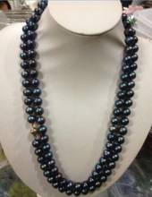 beautiful 48“ inch 7-8mm & 8-9MM black TAHITIAN Pearl Necklace 14K ball clasp 2024 - buy cheap