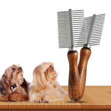 Peine de dos caras para perros y gatos, cepillo de depilación para pulgas, SUMINISTROS DE ASEO para mascotas, herramienta de limpieza para piojos y pulgas 2024 - compra barato