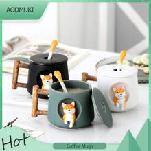 420Ml Large Capacity Cute Cartoon Shiba Inu Ceramics Breakfast Milk Coffee Mugs Set with Spoon Lid Tea Water Drinkware Cups Gift 2024 - buy cheap