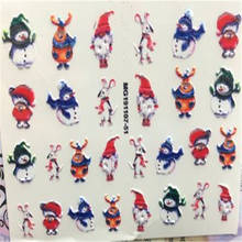 Fashion Engraved Santa Clause &snow Nail Stickers Cubic Empaistic Embossment Basso-relievo Water Slide Nail Decals 2024 - buy cheap