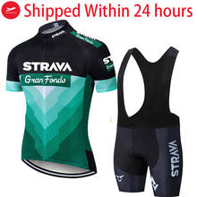 2022 new STRAVA  Team summer cycling Jersey set Bicycle Clothing Breathable Men Short Sleeve shirt Bike bib shorts 9D Gel pad 2024 - buy cheap