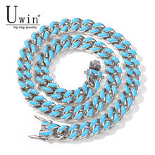 Uwin 11mm Heavy Miami Necklace Cuban Chain Stainless Steel With 316L Colorful Hip Hop Necklace Men's Fashion Party Jewelry 2024 - buy cheap