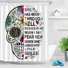 Sugar Skull Shower Curtain Floral Pattern Polyester Water-Repellent Fabric Shower Curtain Set for Bathroom with Hooks Washable 2024 - buy cheap