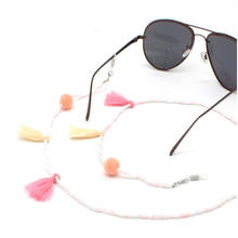 Corda acrílica de óculos, corda de miçangas, pompom, borla, suporte de óculos, corda, acessórios de bandas para óculos de sol 2024 - compre barato