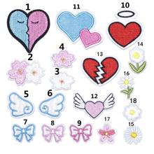 Parche bordado pequeño, accesorios de costura Diy, pegatina de hierro, aplique, corazón, ala, lazo, flor, decoración de ropa, mochila, 50 unids/lote 2024 - compra barato