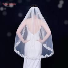 YouLaPan-velos de boda con peine para mujer, velo de encaje suizo, corto, blanco, marfil, 2m, V74 2024 - compra barato