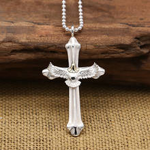 S925 Sterling Silver Jewelry Simple Glossy Plain Silver Feather Cross Flying Eagle Men and Women Pendant 2024 - buy cheap