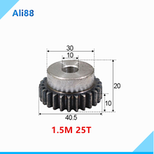 Piñón de engranaje de estante, 1 unidad, 1.5Mod, 25T, Bore10mm engranajes de Motor, 45 engranajes cnc de acero 2024 - compra barato